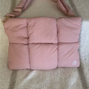 Casely Puffer Pink Quilted Shoulder Laptop Bag